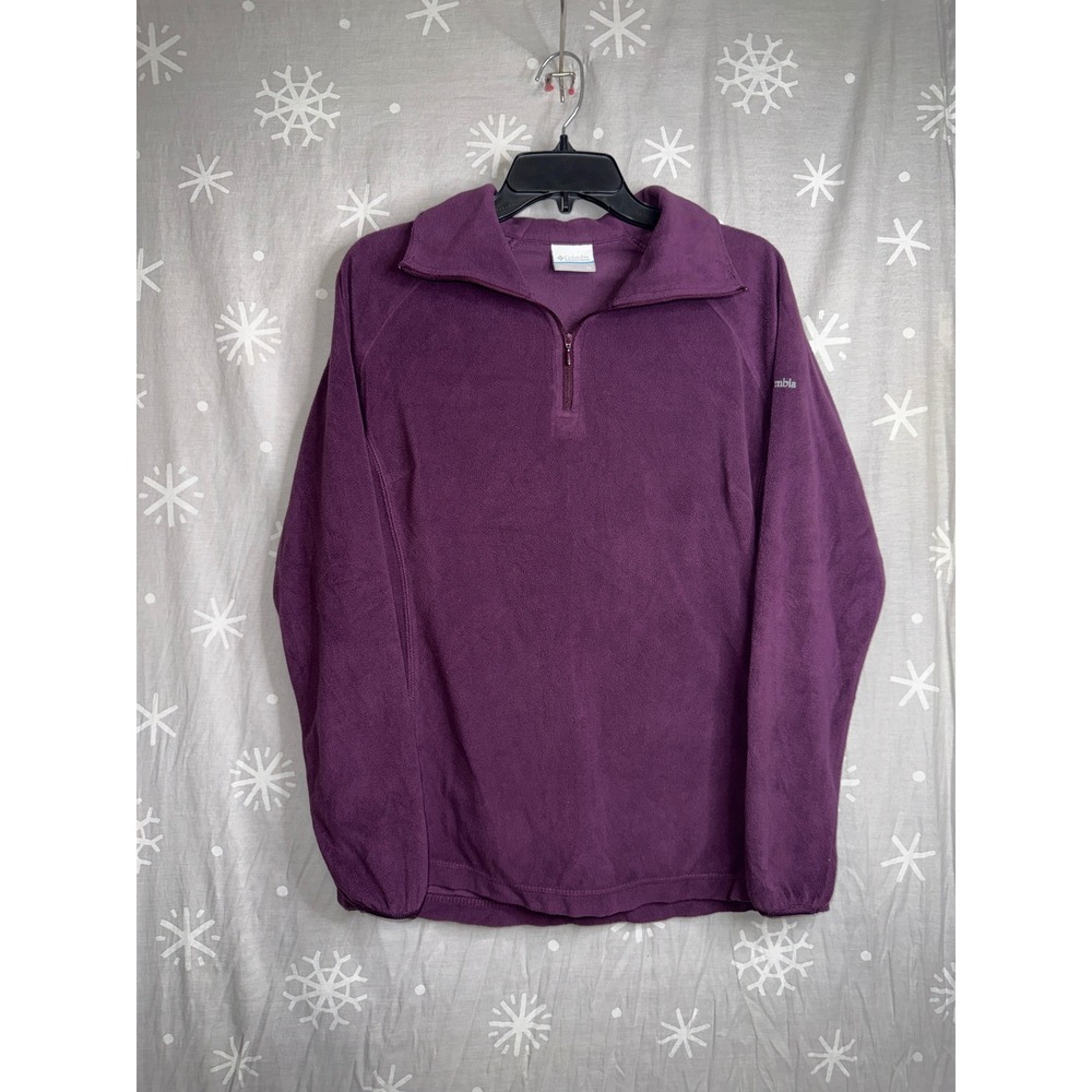 Columbia Womens XL Purple Quarter Zip Fleece Pullover Mock Neck Sweater Plum